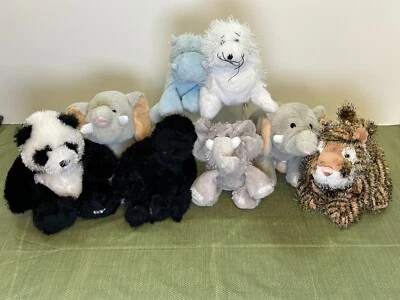 Ganz Webkinz Zoo Animals Lot of 7 Elephants, Tiger, Gorilla, Hippo + No Codes - Image 1 of 4