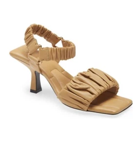 Khaite Amalfi Ruched Leather Heeled Ankle Strap Sandals Size US 5.5 EU 36 - Picture 1 of 7