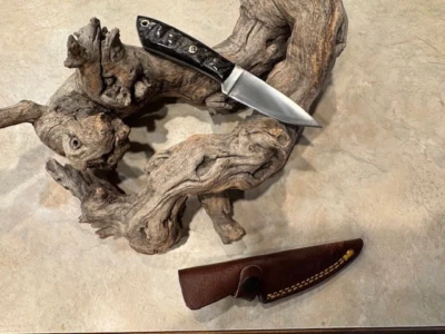 Sweet EDC PEN belt  knife High Carbon Steel w/Rams Horn handles - Image 1 of 3