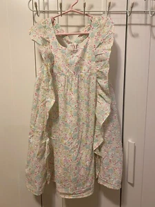 NWOT Shabby Chic Girl Summer Sleeveless Dress SZ 7 White/Green/Pink Floral Bunny - Picture 1 of 13