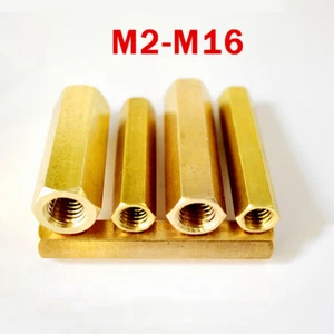 Brass Long Hex Connection Nuts M12*10-100mm Hexagon Connector Connecting Stud - Picture 1 of 5