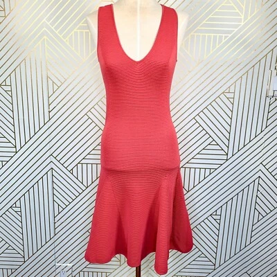 Faith Connexion Red Ottoman Knit Fit & Flare Dress Tight Mesh Sleeveless Size S - Image 1 of 4
