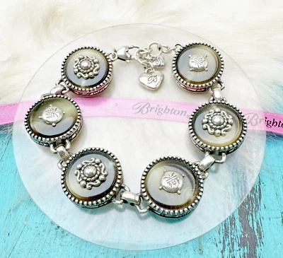 Брайтон азиатский медальон счастье эмаль ссылка диск серебряная пластина браслет - Изображение 1 из 4