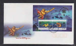 CHRISTMAS IS  2004  Year of the MONKEY MINISHEET on FDC - Picture 1 of 1
