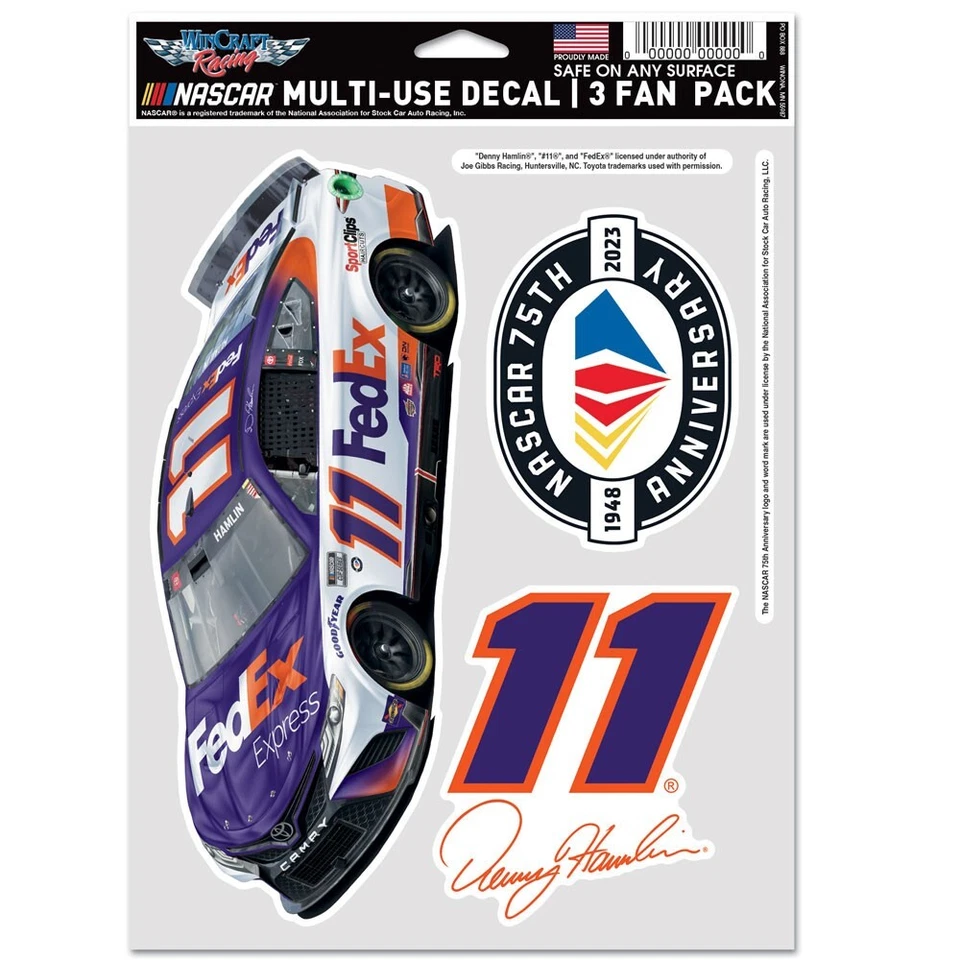 Hoja de calcomanías multiuso Denny Hamlin 2023 Wincraft #11 Fed Ex Express (paquete de 3) Foto 1 de 1