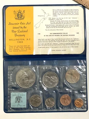 New Zealand 7 Coin Cook Commemorative Issue Standard Specimen Set 1969 - Image 1 of 4