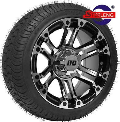 GOLF CART 14"x7" 'RHINO' WHEELS and 205/30-14 DOT LOW PROFILE TIRES (4)  - Image 1 of 4