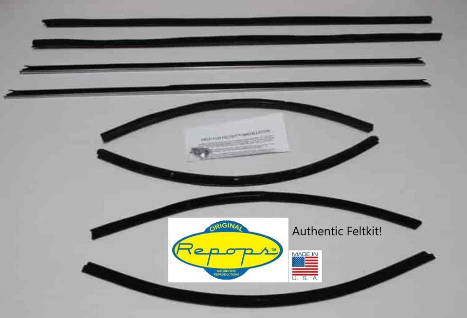 1968 1969 Ford Torino Fastback Door Window Felt Fuzzies Rubber Seal 8 Pc Kit Foto 1 de 1
