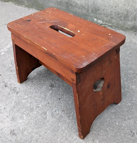 Vintage Antique Old Handmade SOLID Wood Wooden Foot Step Stool Stand Seat Garden Cover