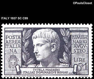 ITALIA 1937 SC C99 AUGUSTUS CAESAR 5 l+1 l VIOLETA OPACO MNH OG F/VF - Imagen 1 de 2