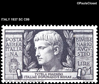 ITALY 1937 SC C99 AUGUSTUS CAESAR 5 l+1 l DULL VIOLET MNH OG F/VF - Image 1 of 2