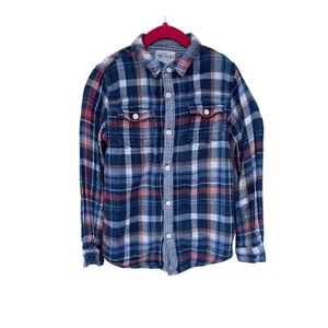 The Shirt Youth Long Sleeve Shirt Blue Button Up Plaid Pattern Collared 6/7 - Picture 1 of 6