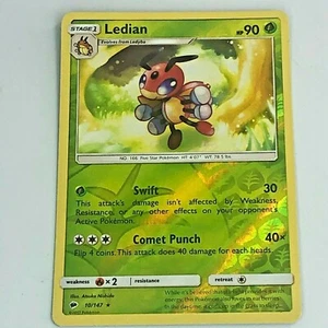Pokemon Ledian 10/147 - Burning Shadows Rare Reverse Holo - 2017 Trading Card - Picture 1 of 2