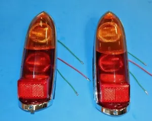 New Pair of Tail Lamp Stop Light Lens Assemblies MGB MG Midget 1962-1969 AMBER - Picture 1 of 4