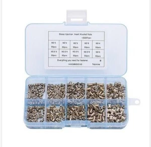 200pcs M2-M3 Thread Brass Knurled Threaded Insert Embedment Nut Assortment Kit - Picture 1 of 6