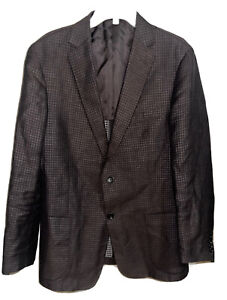 Ermenegildo Zegna Brown Check Three D Jacket Drop Deco COTTON LINEN Blazer 42/44