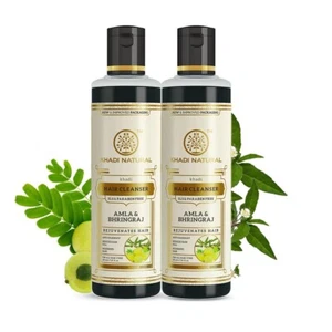 Khadi Natural Amla & Bhringraj Hair Cleanser Shampoo (210ml x 2 Packs) - Picture 1 of 6