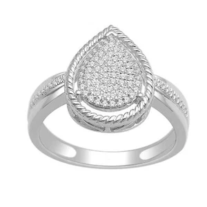 Sterling Silver 0.2ct Round Cut Diamond Engagement Rings, Clarity I2, Color H-I - Picture 1 of 3
