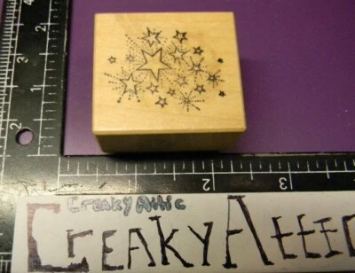 PSX C-379 STARS SHOOTING OUTLINE GROUP RUBBER STAMP CREAKYATTIC - Image 1 of 2
