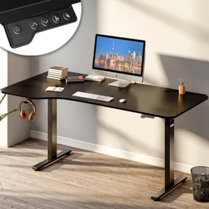 Scrivania Elettrica Regolabile Altezza 160x75x72-117cm Nero Console di Comando - Foto 1 di 9