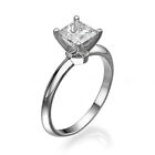 Solitaire 18K or Blanc Diamant Taille Princesse Fiançailles Ring 0.40 CT H/VS1