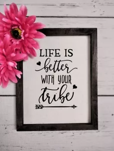 Life Is Better, Rustic Reverse Canvas Sign, Wood-framed, Home Decor - Picture 1 of 1