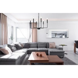 Chandelier Black Foyer Living Dining Room Kitchen Island Bedroom 6 Light Fixture - Picture 1 of 9