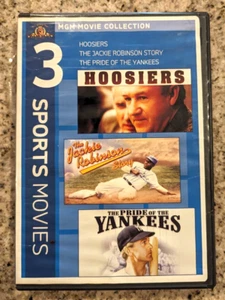 Hoosiers/Jackie Robinson Story/The Pride of the Yankees DVD 3 Sports Movies - Picture 1 of 8