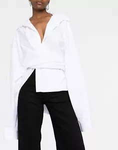 CAMISA BLUSA CAMISA ENVOLVENTE MUJER BALENCIAGA OVERSIZE HECHA EN ITALIA 704458TYB189000 - Imagen 1 de 5