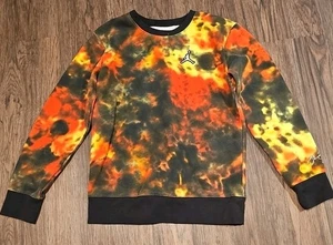 Nike Jumpman Tie Dye Sweatshirt Boys Large Yellow Red Crew Neck Hoop Outdoor - Picture 1 of 8