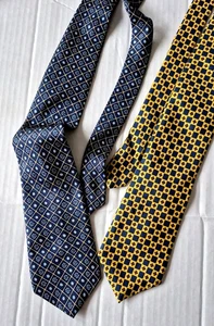 Vintage Old Navy Krawatten - 2er Set gelb & blau geometrische Designs - Bild 1 von 9