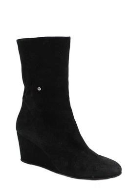 Taryn Rose Womens Suede Zip Up Wedge Ankle Boots Black Size 38 8 Medium - Image 1 of 4