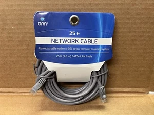 Cable de red Onn CAT5e cable LAN 25 pies 7,6 m gris NUEVO - Imagen 1 de 4