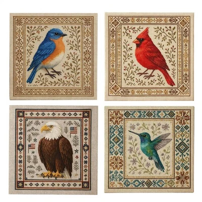 Kit de punto de cruz cardinal con patrón floral, kit de punto de cruz colibrí Foto 1 de 4