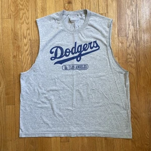 Vintage 2008 Dodgers Baseball Muscle Shirt 2XL Gray Los Angeles MLB CSA Tank Top - Picture 1 of 9