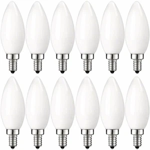 Luxrite Frosted LED Candle Bulbs 60W Equivalent 450lm 2700K UL E12 Base 12-Pack - Picture 1 of 7