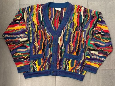 Cardigã suéter masculino Coogi Australia grande multicolorido texturizado 3D Biggie - Imagem 1 de 4