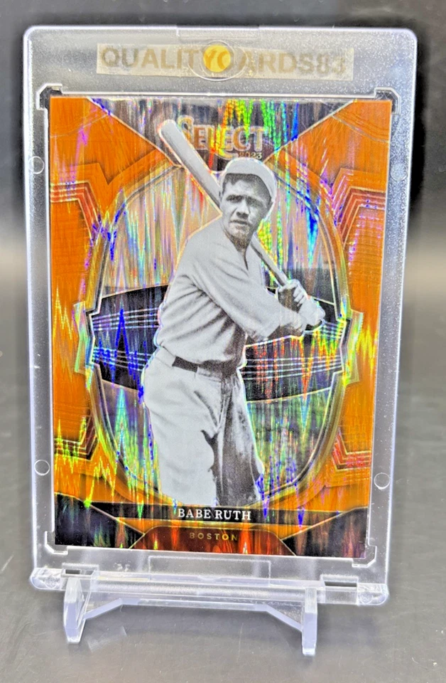 TARJETA REFRACTOR BABE RUTH NARANJA SHOCK PRIZM CON ESTUCHE MLB NEW YORK YANKEES Foto 1 de 4