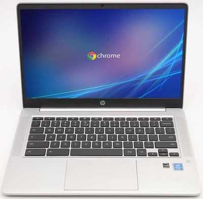 HP Chromebook 14" Full HD Intel Pentium N5030 CPU 4GB RAM 64GB SSD Silver QWERTY - Bild 1 von 4
