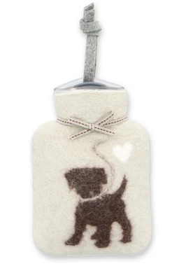 DOROTHEE LEHNEN Mini-Wärmflasche Puppy Dog cashmere cremebeige 0,2L handgefilzt Merinowolle