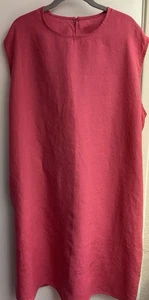 DRESS-ME-LINEN Womens sleeveless Shift Dress Size XXL Red 100% Lightweight Linen - Picture 1 of 5