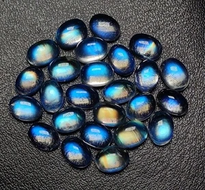 8A Top Quality Rainbow Moonstone Amazing Multi Blue Falshy Fire Oval Shape 5X7MM - Picture 1 of 21