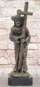 Signed Original Valli Jesus Christ Forced To Carry Cross Bronze Sculpture Figure - Picture 1 of 10