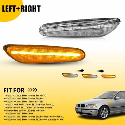 Для BMW E46 E60 E81 E90 X3 X1 прозрачный янтарный объектив динамический габаритный сигнальный фонарь H - Изображение 1 из 4