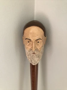 Mans Head Harrison Handle Hand Carved Walking Cane Wooden Walking Stick Handmade - Picture 1 of 6