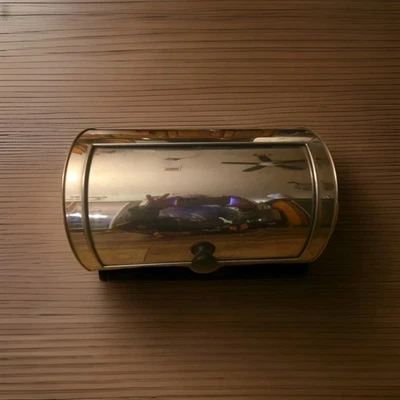 Pantry Queen Round Chrome MCM Bread Box with Roll Top Door Stainless Steel  - Image 1 of 4