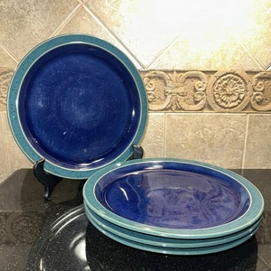 Set of 4 Denby Harlequin Salad Plates Blue Green Speckled Stoneware 8 1/2" - Picture 1 of 4