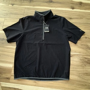 Under Armour Golf Jacket Black 1/4 Zip Wind-shirt Storm Short Sleeve L - Picture 1 of 7