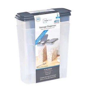 Mainstays 2-Pack Cereal Keeper, Plastic, 24 Cup - Dark Gray Lid snacks and more - Picture 1 of 6