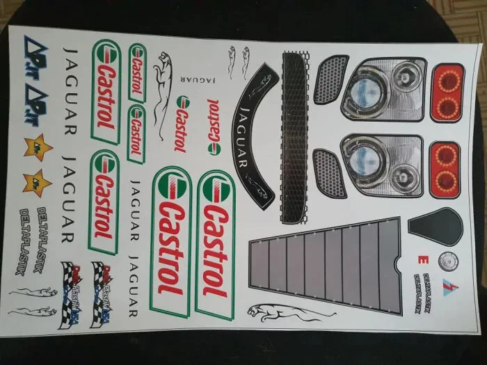 DEC016 - JAGUAR SCALE 1/7 405mm and compatible 1/8 Rc Body  Decals - adesivi    - Immagine 1 di 1